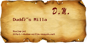 Dudás Milla névjegykártya