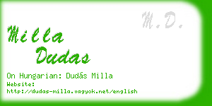 milla dudas business card