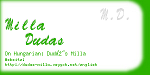 milla dudas business card